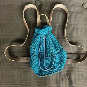 Handmade Teal Crochet Backpack